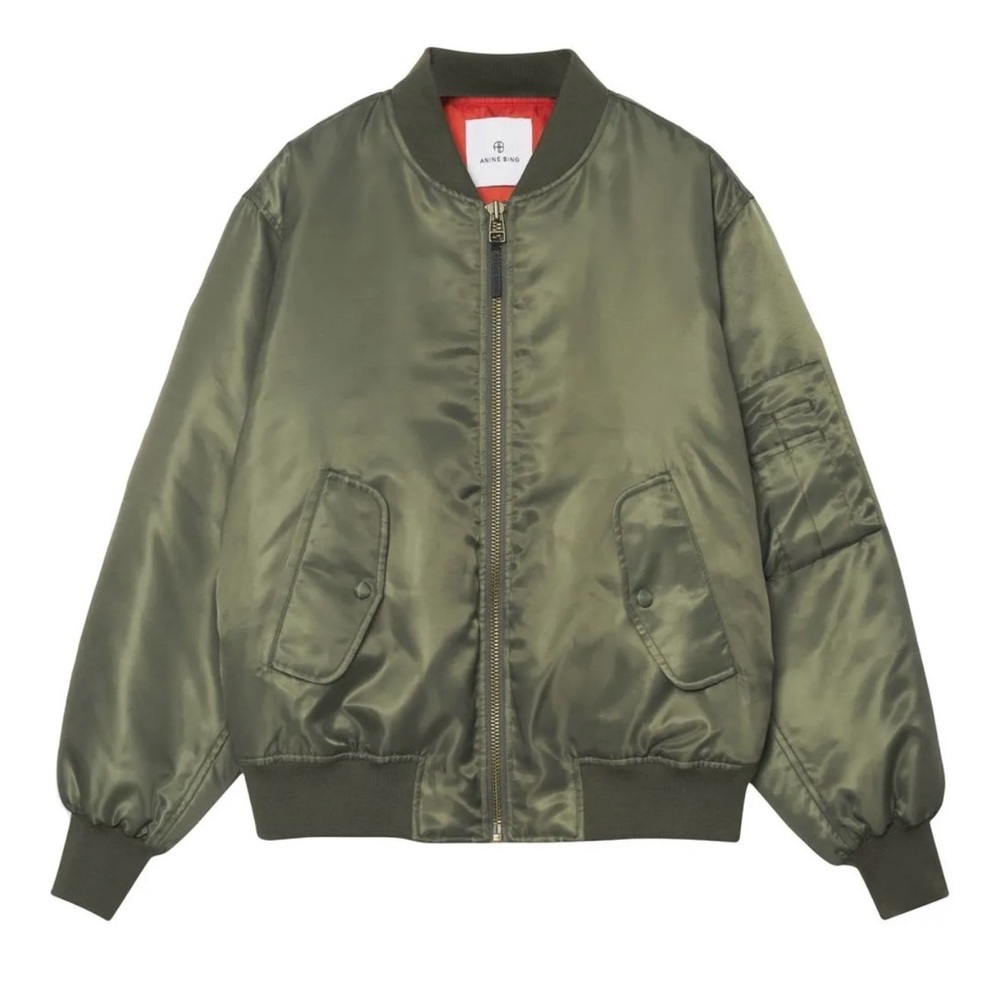 Anine Bing Leon Bomber Jacket Army Green Women’s Size L US